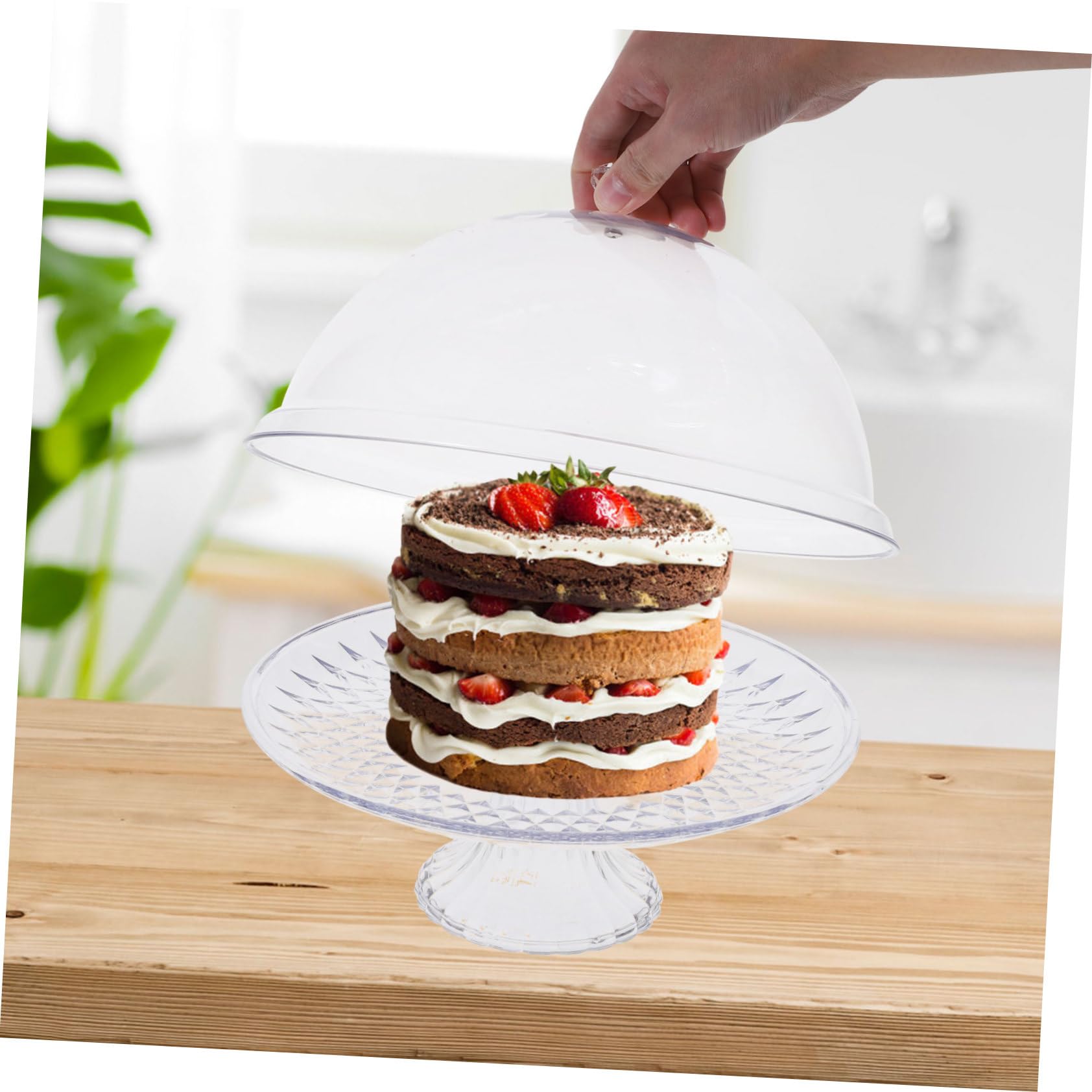 Campana para Tarta Tapa de Acrílico Transparente 1 Set | Diseño Delicado y Creativo, Asa Integrada, Uso Multifunción para Servir y Conservar Temperatura