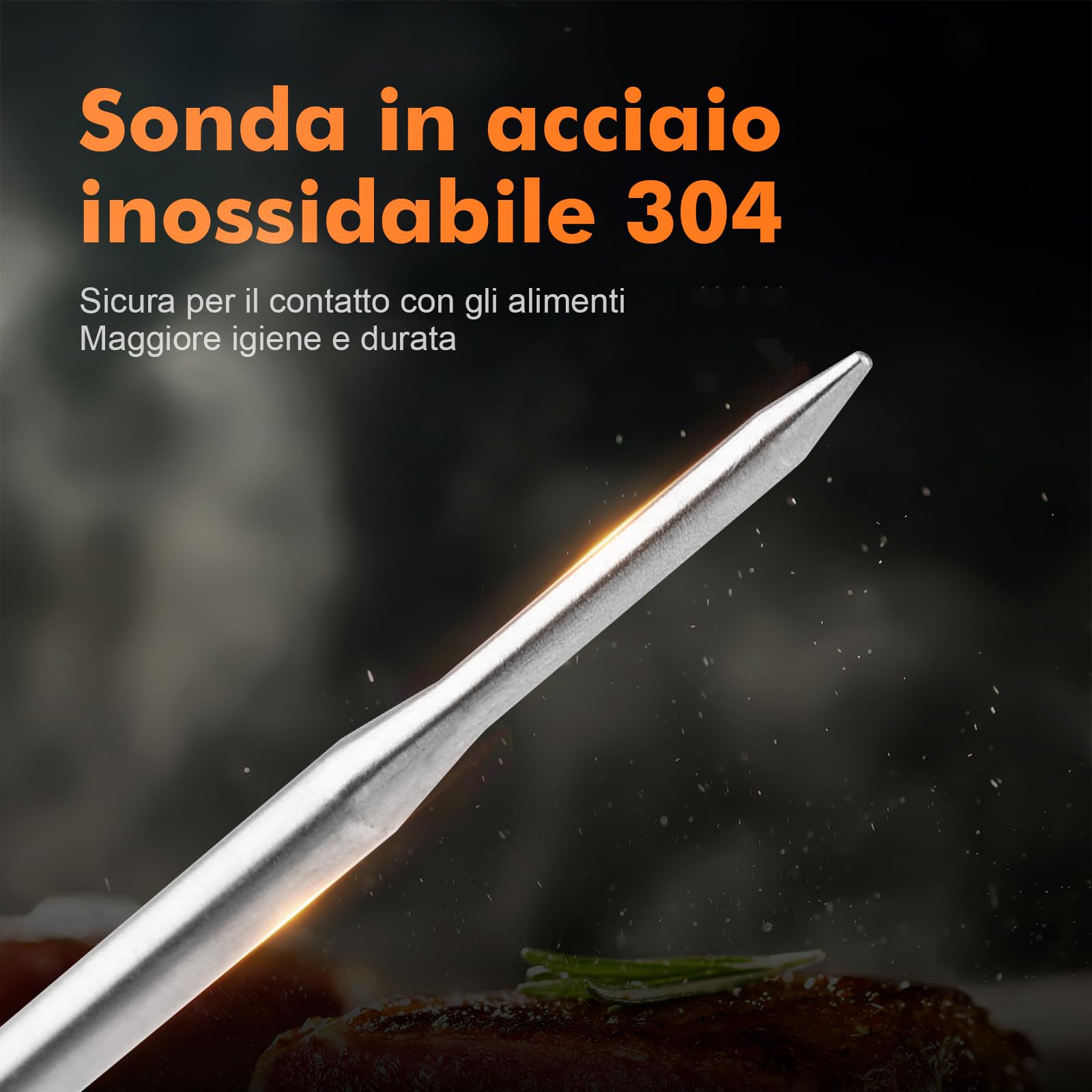 GRIFEMA GA2801 Termometro da Cucina Pieghevole Digitale per Alimenti Nero