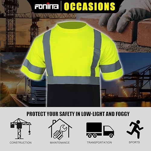 Miniatura 8 de FONIRRA Paquete de 3 camisetas reflectantes de seguridad de alta visibilidad para hombres con mangas cortas ANSI Clase 2