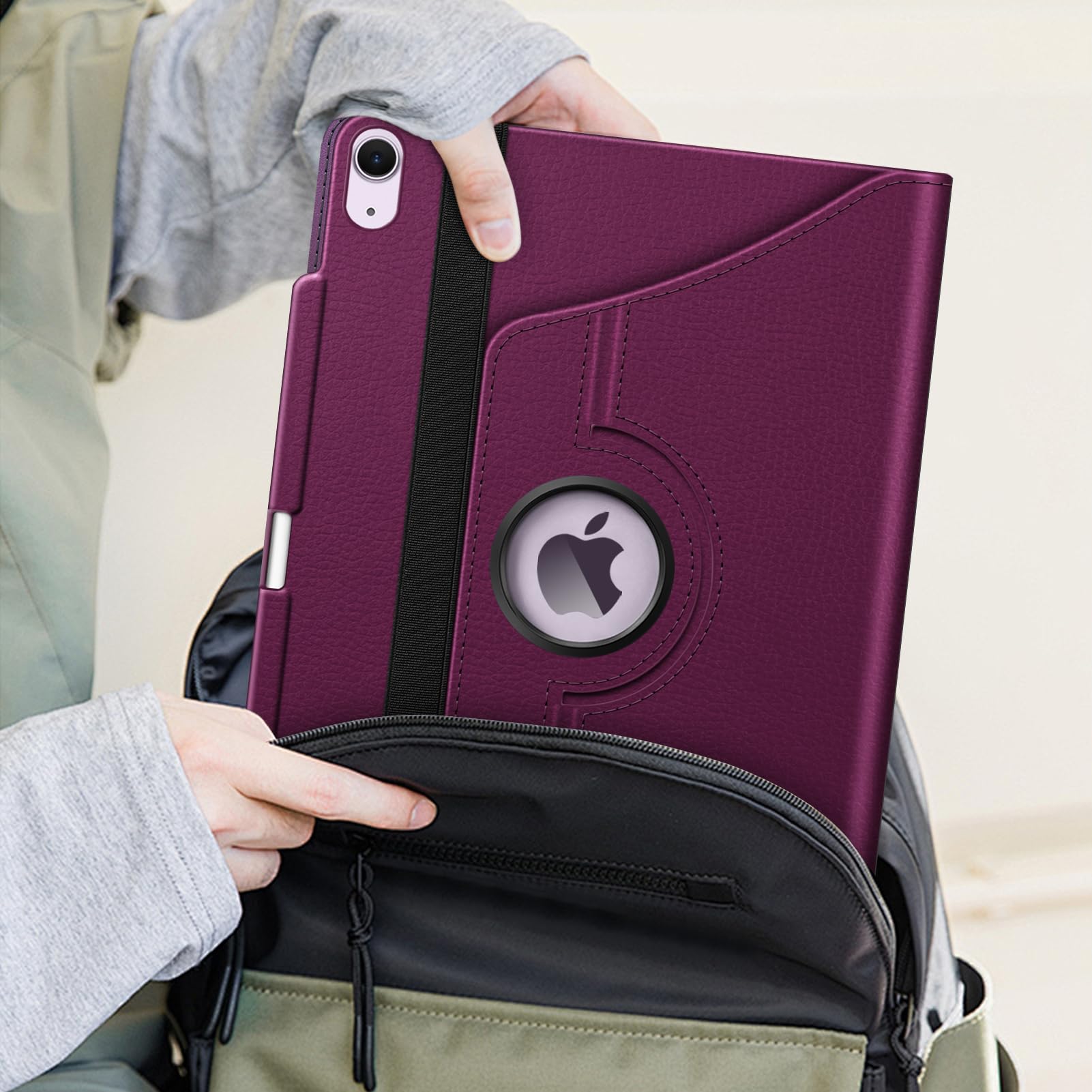 Fintie Etui do iPada Air 13″ (M3) 2025, (M2) 2024, obracana o 360° ochronna podstawka z uchwytem na rysik, automatyczne wybudzanie/uśpienie, fioletowe