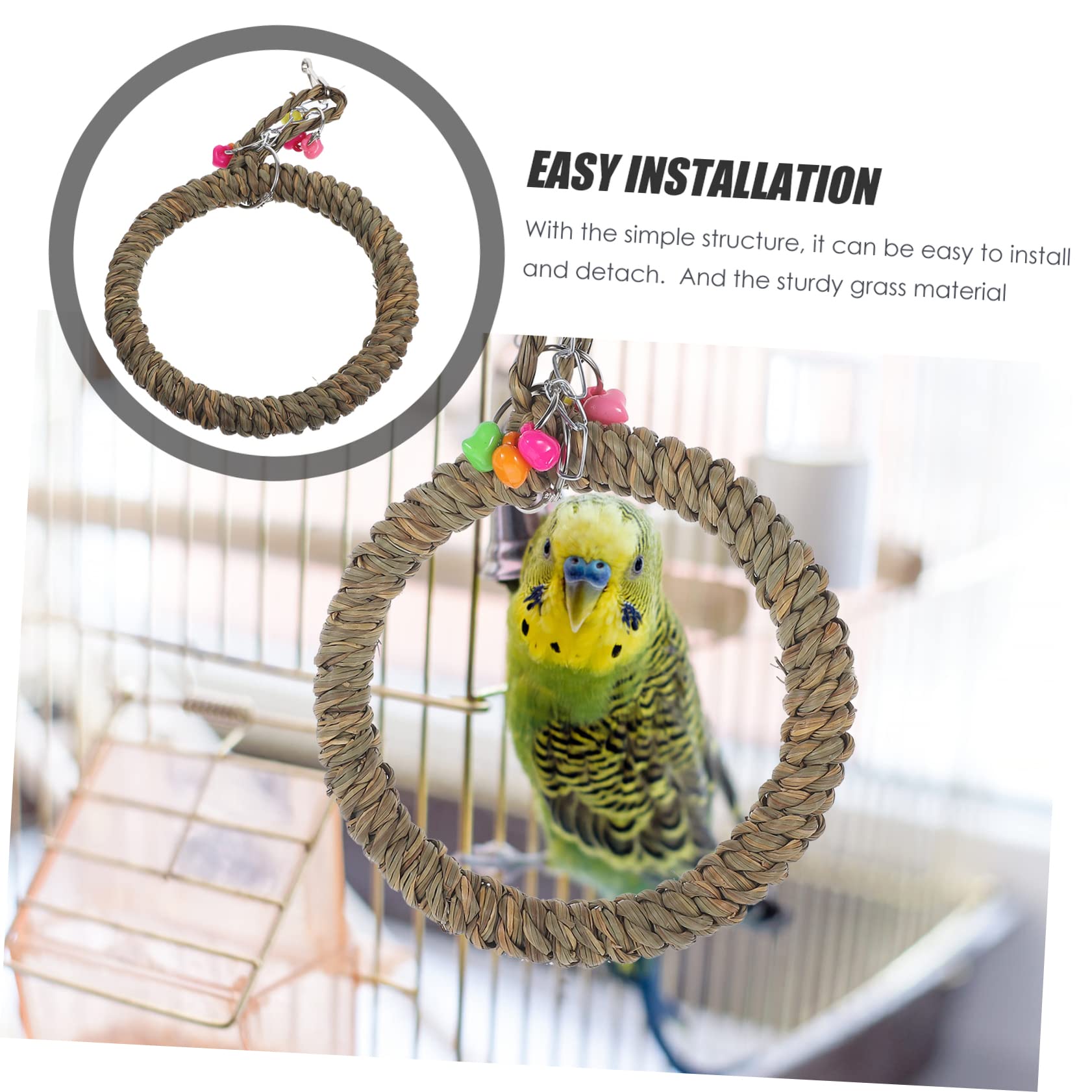 POPETPOP 5piezas Perch Stand Colgante para Pájaros Hamaca De Cuerda Natural para Periquitos y Loros Juguete De Verano para Mascotas Soporte Resistente y Duradero