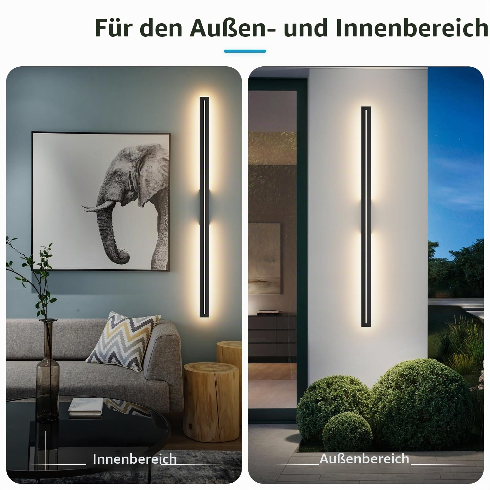 K-Bright 40W Lange Aussenlampe Modern Wandleuchte Warmweiß 3000K, Schwarz | Wasserdicht IP54, Aluminium Außenwandleuchte für Für Gärten, Terrassen, Wohnzimmer, Korridor, Treppen, 120CM/47.24IN