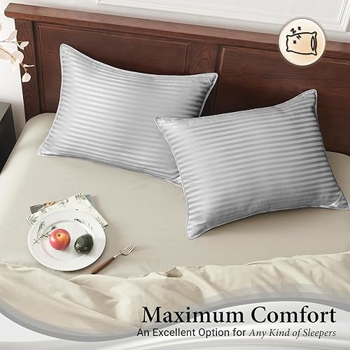 Vista 20 de Basic Beyond - Juego de 2 almohadas de cama para dormir de tamaño King, almohadas alternativas de plumón de lujo, colección de hotel, color negro