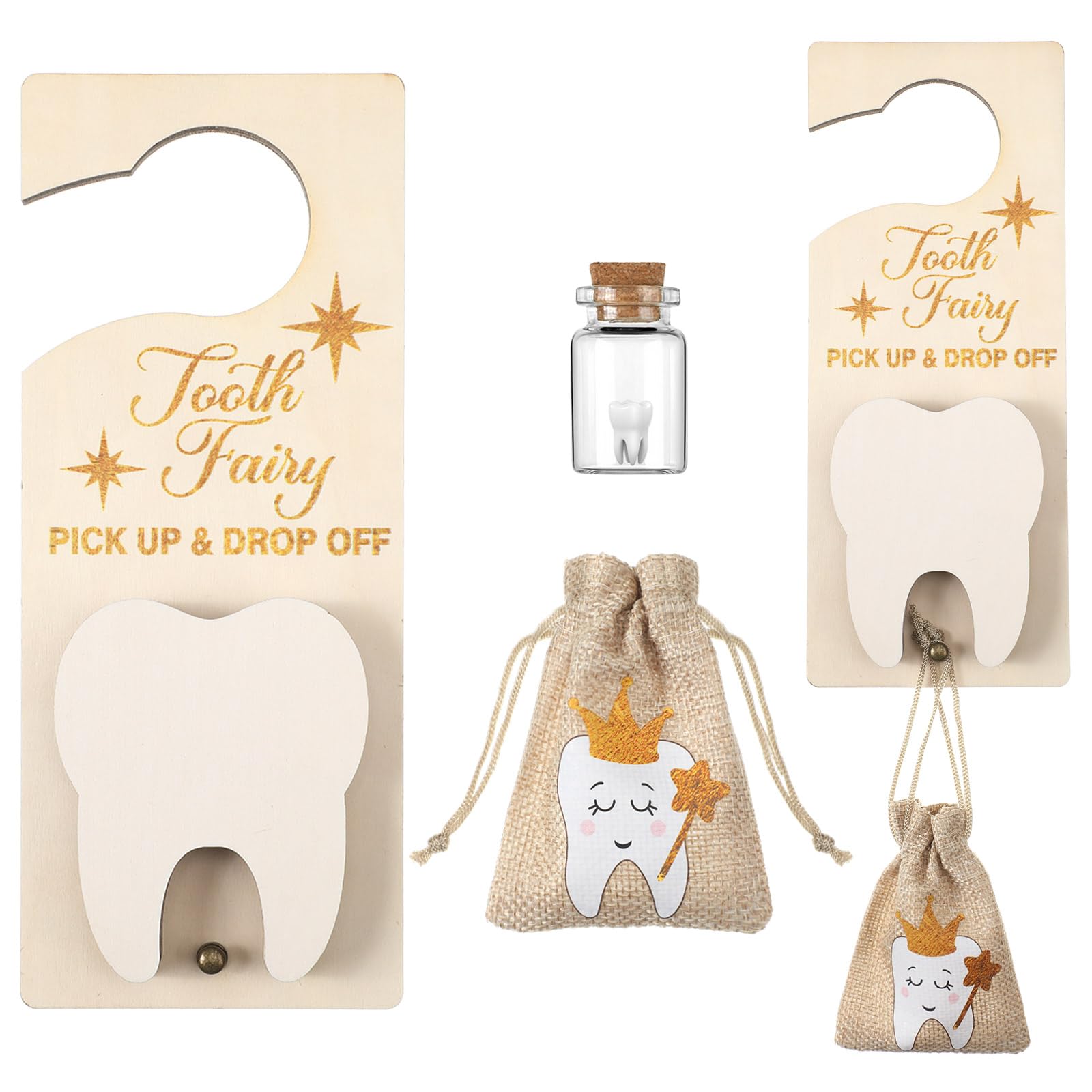 DoubleFill Tooth Fairy Door Hanger Pouch Keepsake Box,Classic,Light Brown