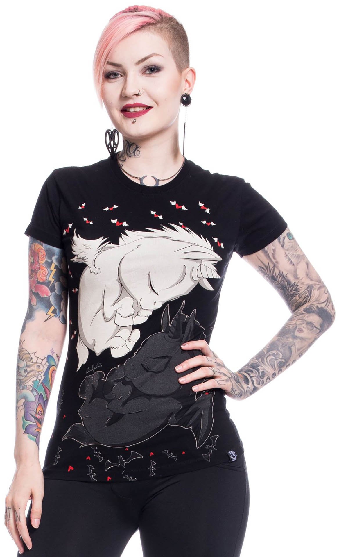 Cupcake Cult Women's Black Unicorn Dreaming Unicorns T-Shirt S, 100% Cotton, Regular