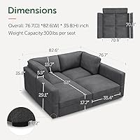 Vista 2 de HONBAY Sofás seccionales modulares con almacenamiento, sofá cama de corduroy, sofás seccionales modulares para sala de estar, color gris oscuro