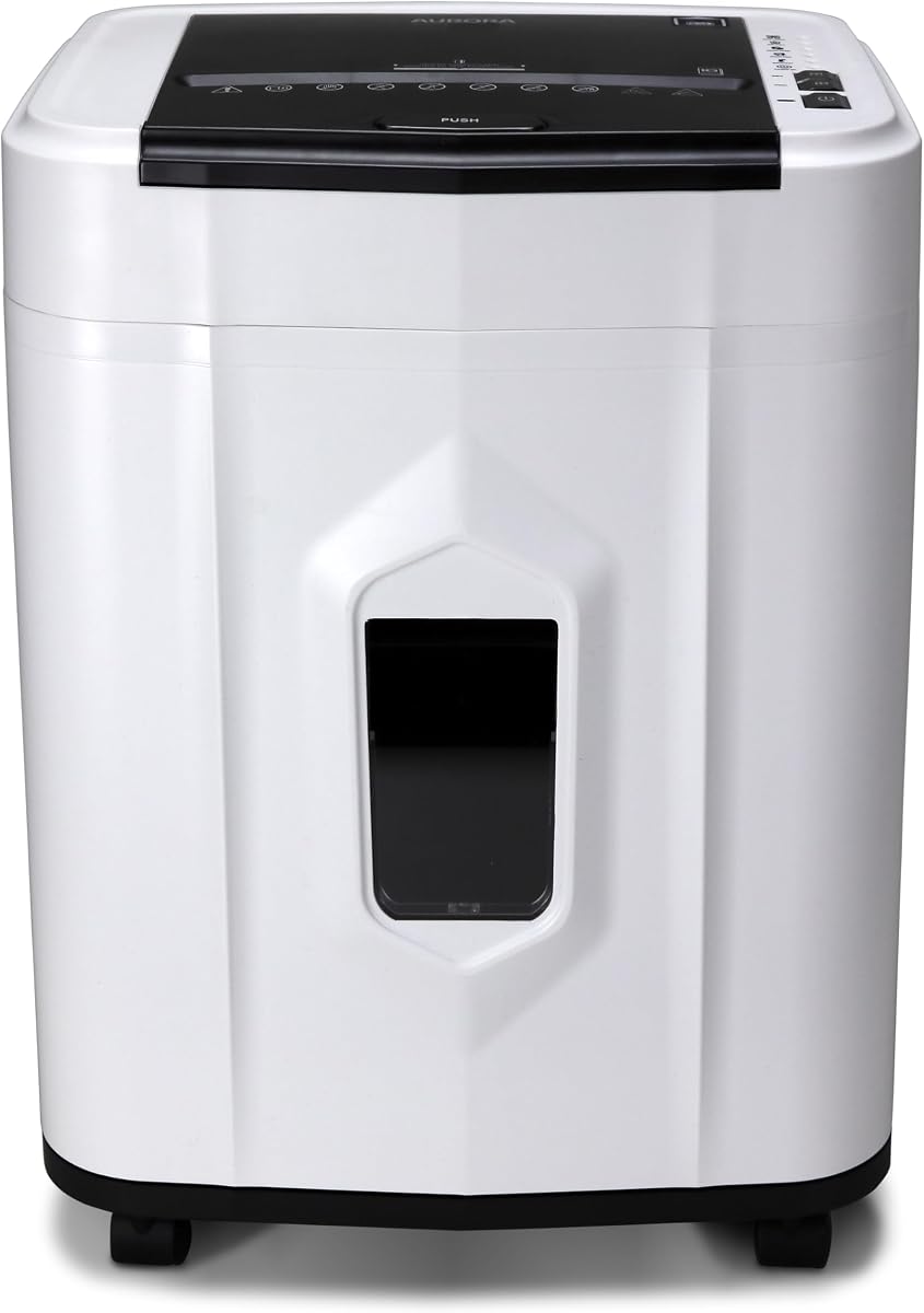 Professional Grade 120-Sheet Auto Feed Micro-Cut Paper and Credit Card Shredder with 5 Gallon Pullout Basket / 30 Minutes/Security Level P-4 (White/Black)