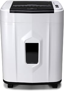 Aurora Professional Grade 120-Sheet Auto Feed Micro-Cut Paper and Credit Card Shredder with 5 Gallon Pullout Basket / 30 Minutes/Security Level P-4 (White/Black)