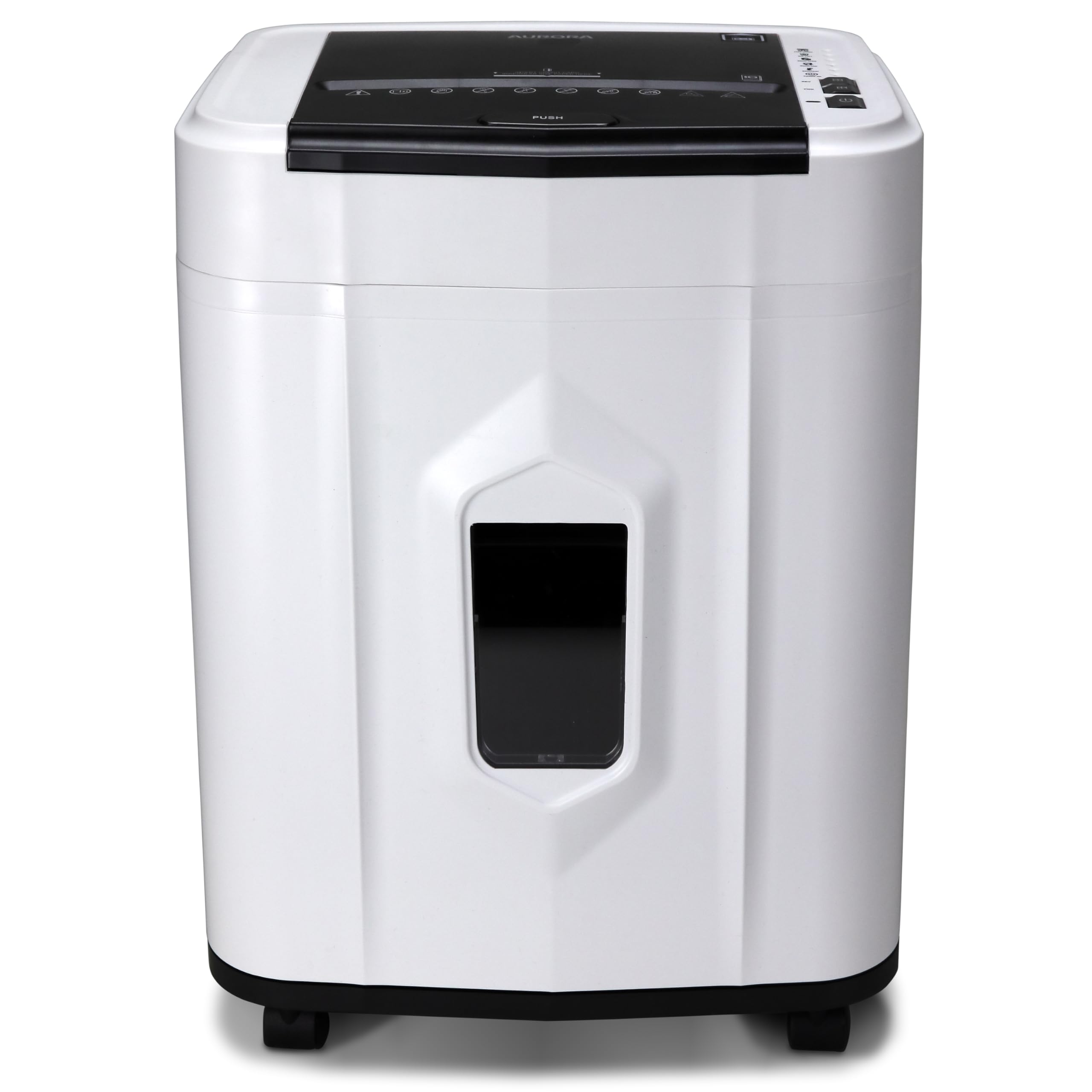 Aurora Professional Grade 120-Sheet Auto Feed Micro-Cut Paper and Credit Card Shredder with 5 Gallon Pullout Basket / 30 Minutes/Security Level P-4 (White/Black)