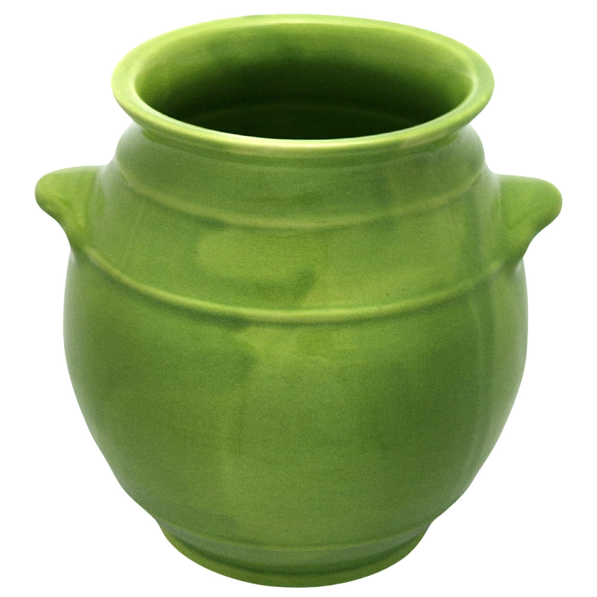 Cleminson Lime Green Dipped Hand-Dipped Ceramic Utensil Jar | Artisan Kitchen Utensil Holder | Made In Spain | Stylish Cutlery Pot Organiser | Rustic Farmhouse Crock For Spoons, Spatulas, Whisks (Lime Green Dipped)