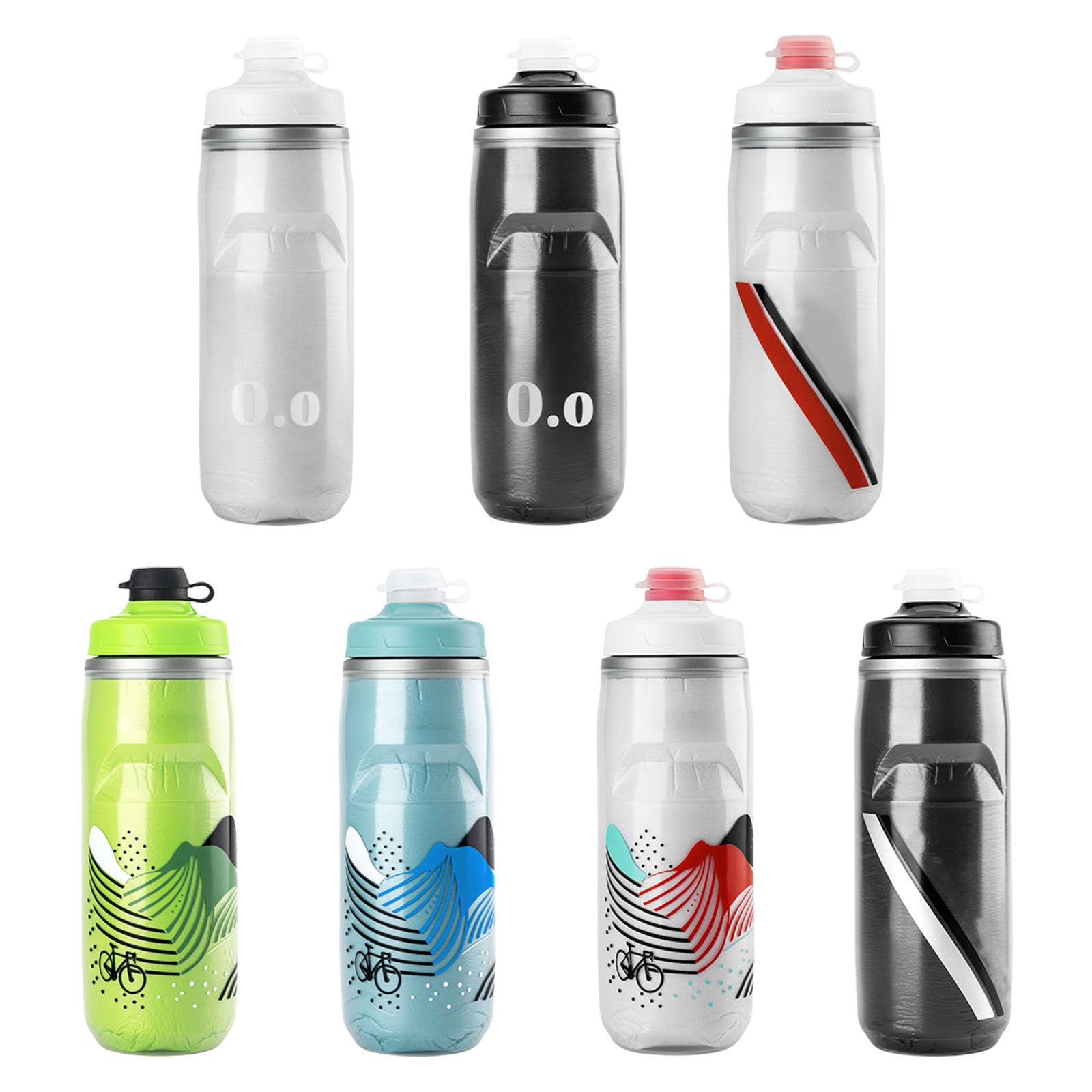 High Flows Boquillas Universales Botellas de agua para bicicleta, botellas de ciclismo con doble aislamiento para fitness al aire libre, botella térmica con exprimidor