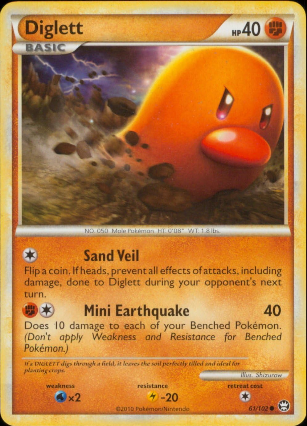 Pokemon Diglett (61/102) HS Triumphant Reverse Holo