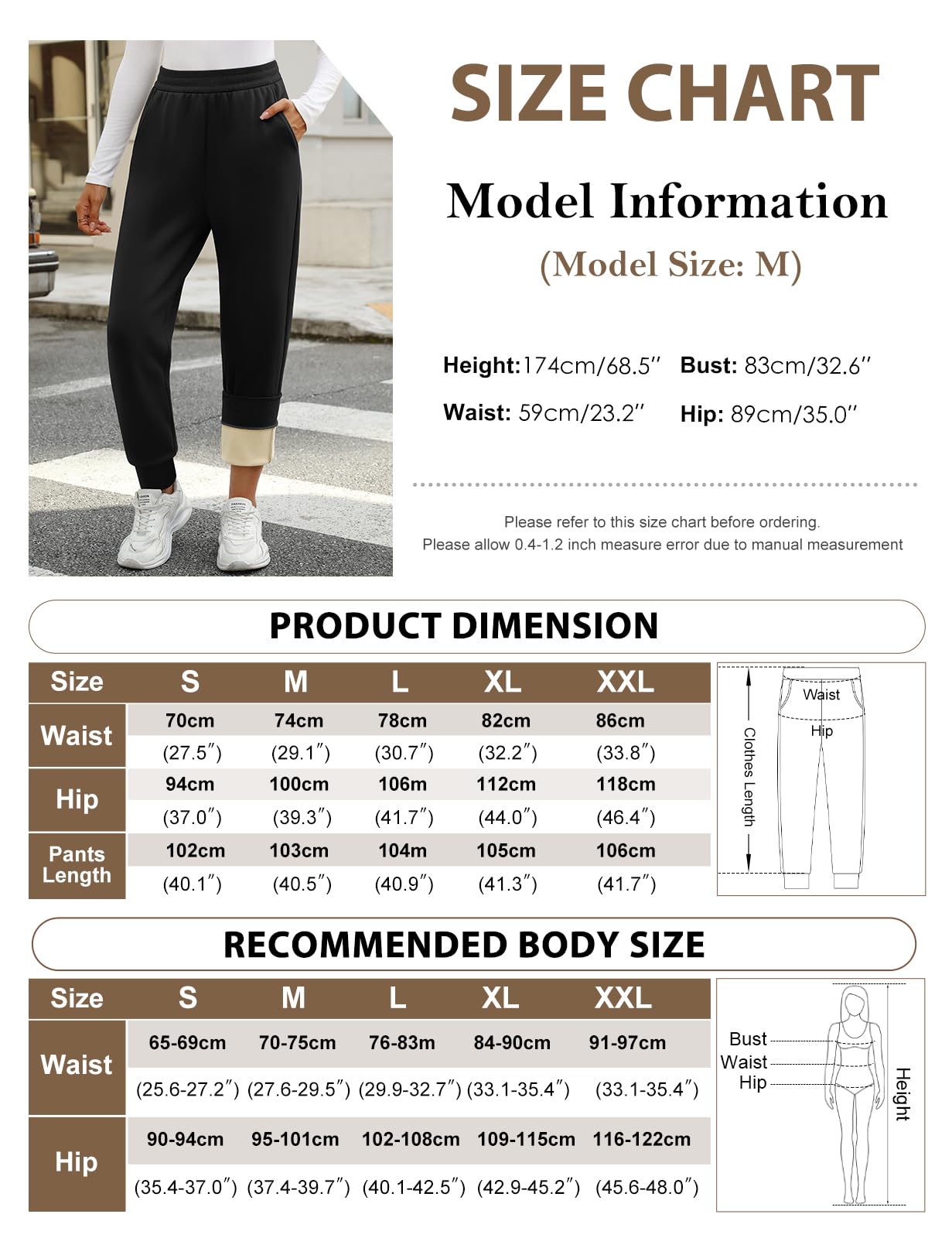 Xnova Pantaloni da Jogging Imbottiti da Donna Invernali, Tuta Fodera in Pile Pantalone con Coulisse Casual Sportivi Vita Alta Leggings, Lunghi Pantaloni Joggers in Tessuto Elasticizzato con 2 Tasche