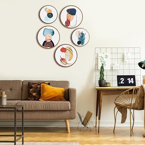 Miniatura 10 de 5 piezas de arte de pared bohemio de madera para sala de estar, decoración bohemia para colgar en la pared, decoración rústica geométrica colgante
