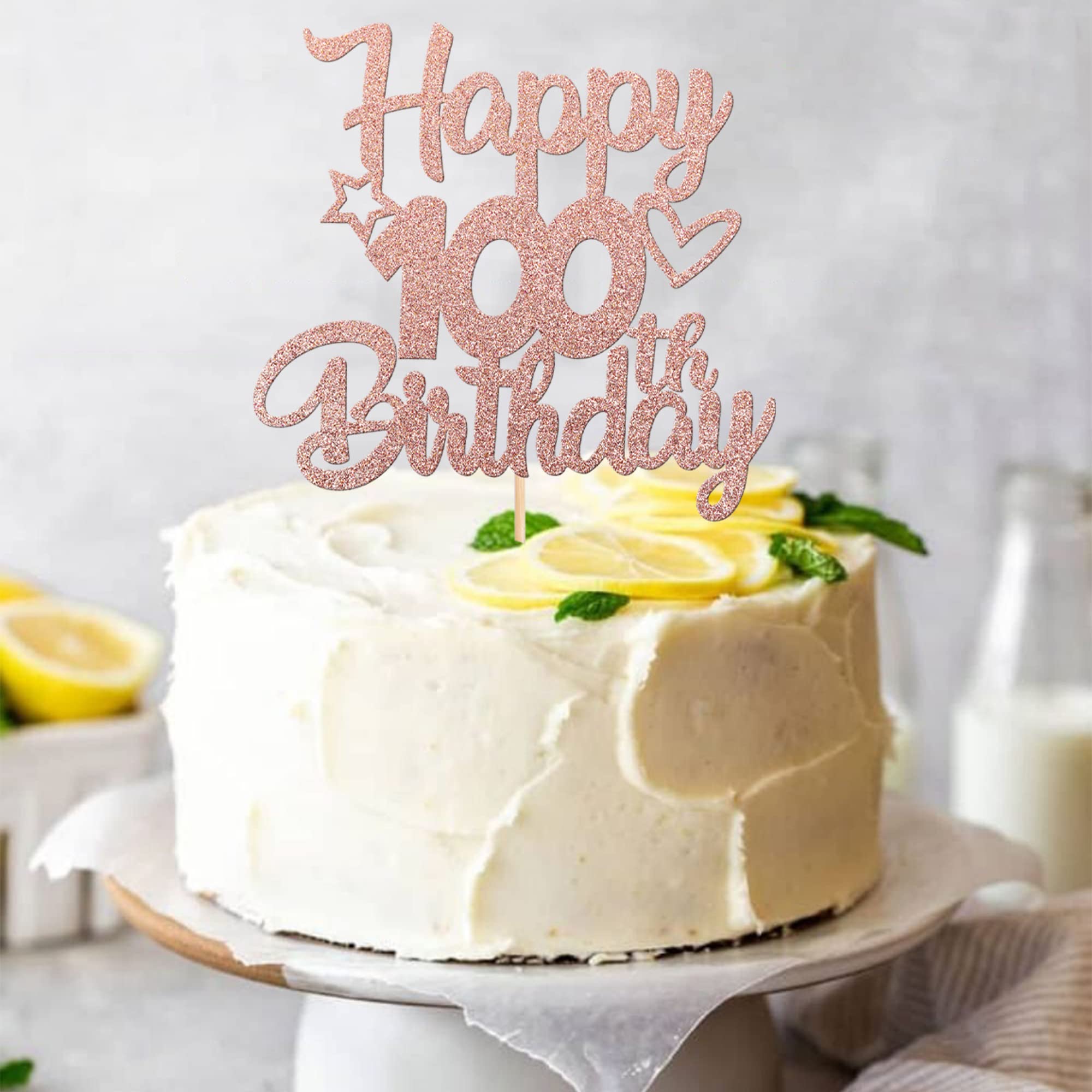 10-Pack Double Sided Glitter 100th Birthday Centerpieces - Table Topper & Cake Decorations