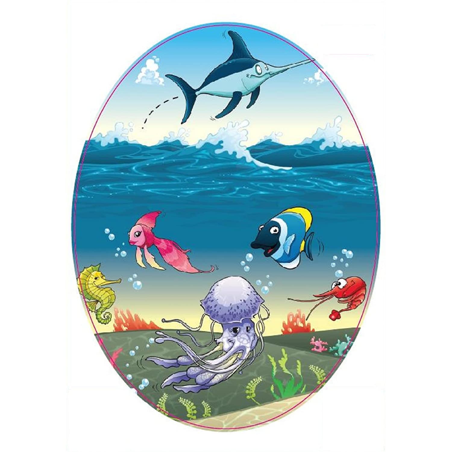 JAAMSO ROYALS Multicolour Sea Creature Toilet & Bathroom Vinyl Peel and Stick Wall Sticker (21 CM X 30 CM) 3