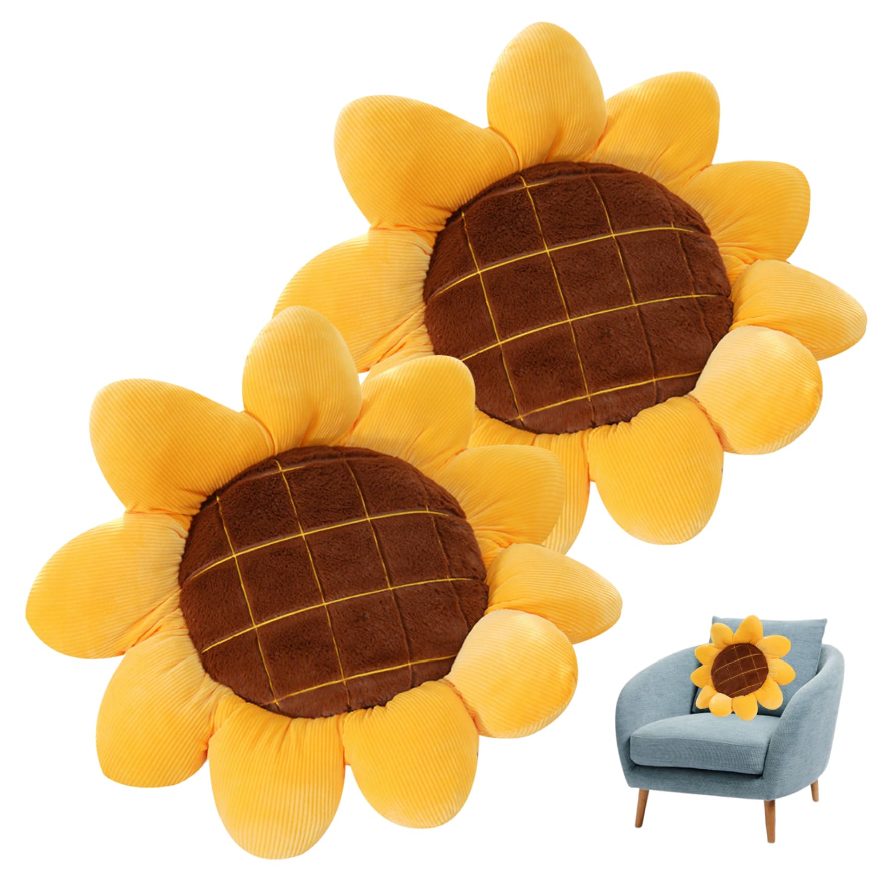 Coussin en Forme de Tournesol doux : grand coussin de siège contre les assises rigides