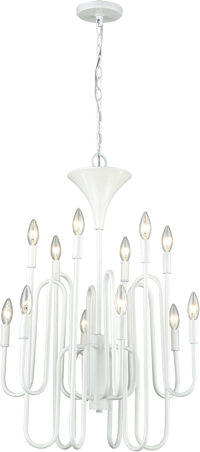 Elk Home Decatur 8-Light Chandelier-Matte White, 19" W x 19" D x 33" H, Ceiling Light, Room Decor, Home Decor, 81296/8