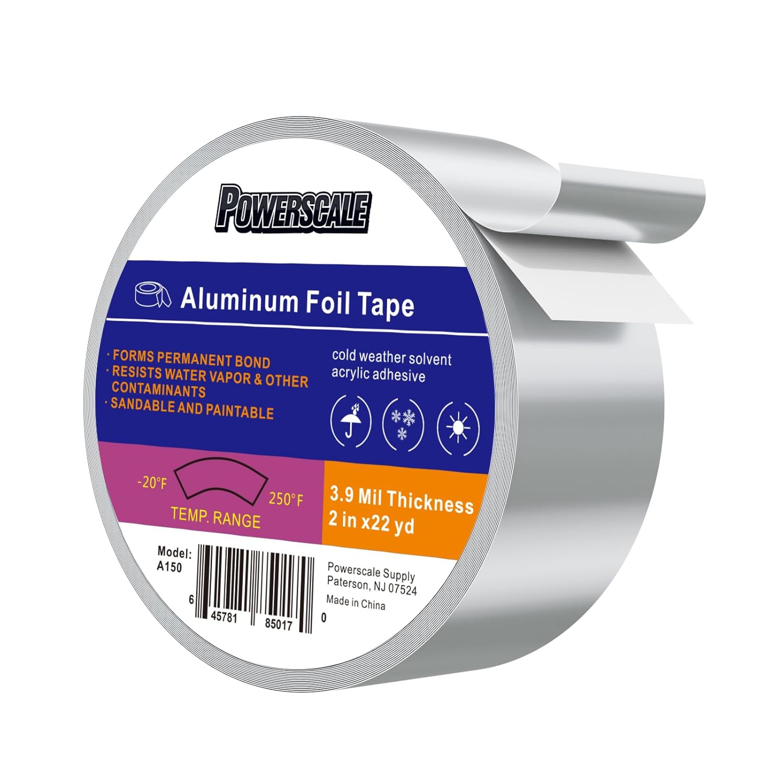 Aluminum,Tape 2 inch x (66 Feet 22YD) 3.9 Mil,High Temperature Aluminum Foil Tape,Duct Tape for HVAC, Metal Repair, Cold Air Ductwork,Sealing,Patching,Reflective Foil Tape, Silver 2 inch x 66 Ft