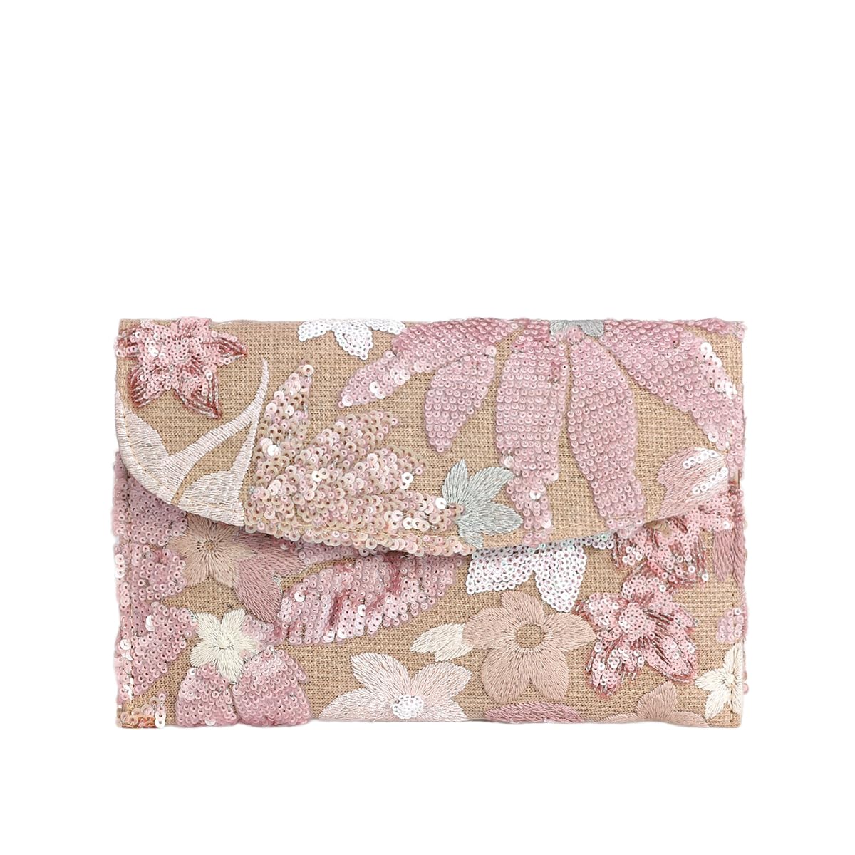 msanya Floral Clutch Purses for Women Summer Embroidery Purses Sequin Unique Beaded Evening Bag Wedding Beach Colorful (Pink)-picture-34