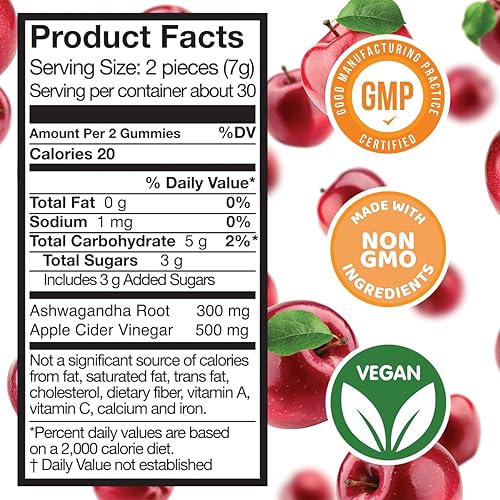 Miniatura 4 de Safer Products Ashwagandha - Gomitas de vinagre de sidra de manzana  Apoya la salud inmunológica, la resistencia, el estado de ánimo, el estrés, el