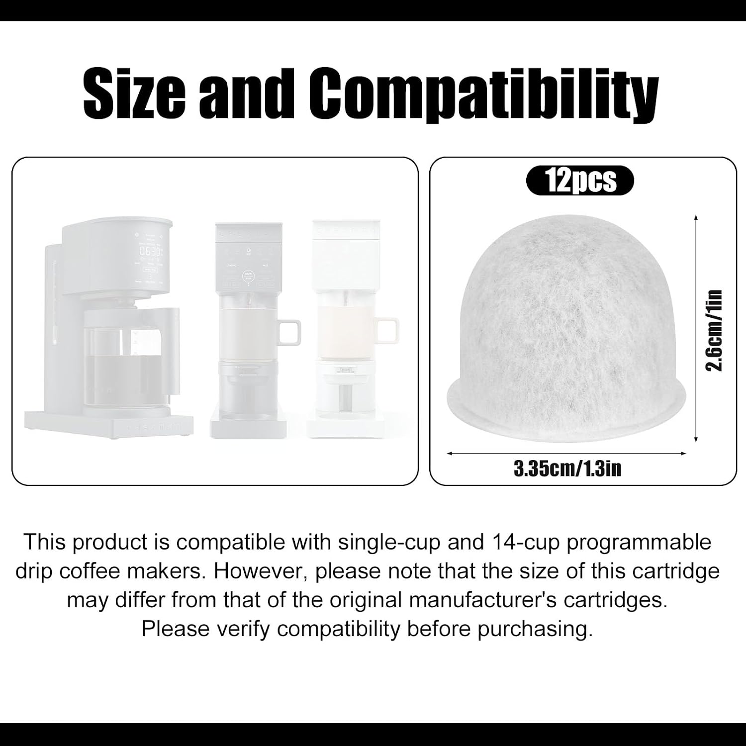 12pcs Charcoal Water Filter Cartridges Replacement for Chefman Caffeinator image 2