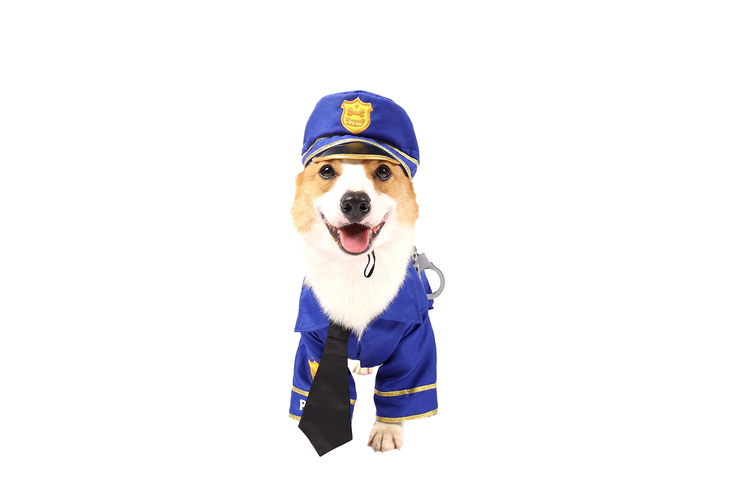 Spooktacular Creations Halloween Dog Pet Police Costume Shirt with Belt, Handcuffs, Walkie Talkie for Halloween Dress-up Party, Role Play, Carnival Cosplay, Holiday Decorations Clothes (Small)