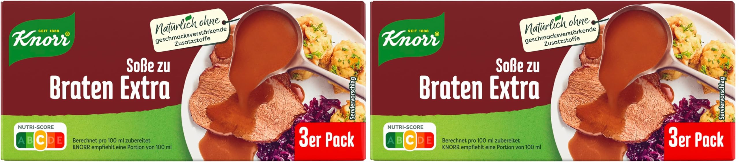 Knorr Soße zu Braten Extra leckere dunkle Soße mit würzigem Geschmack 1er x 3stück -750ml (Packung mit 2)