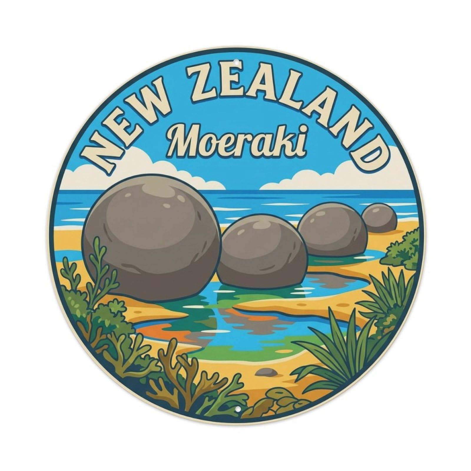 Vintage Travel New Zealand Landscape Vintage Metal Tin Sign Plaque Wall Decor for Cafe, Club Bar, Office, Garden Metal Poster 8x8Inch