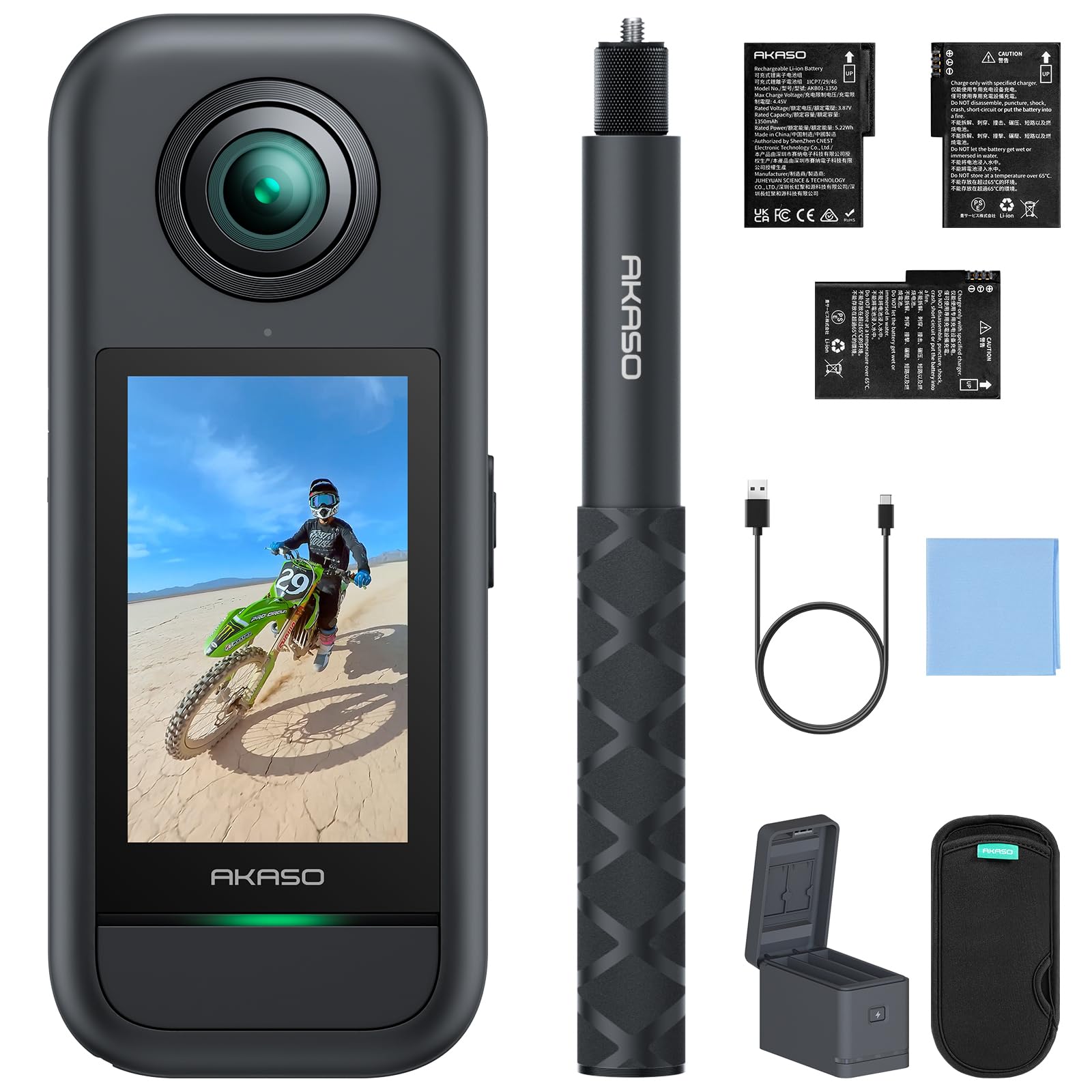 未使用　akaso360 Amazon | AKASO 360 360度カメラ アクションカメラ 128GB SDカード付き