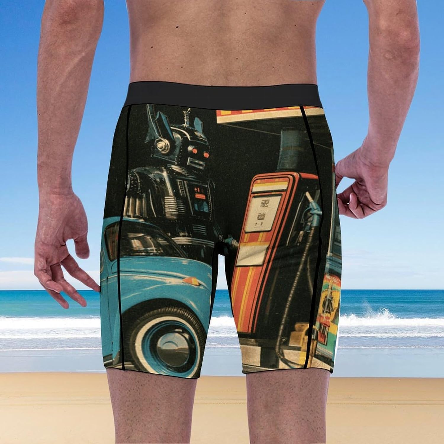 Refueling Robot Soft Breathable Men Athletic Underwear Stretch Quick Dry Sport Boxer Briefs for Daily Workout Gym Wear