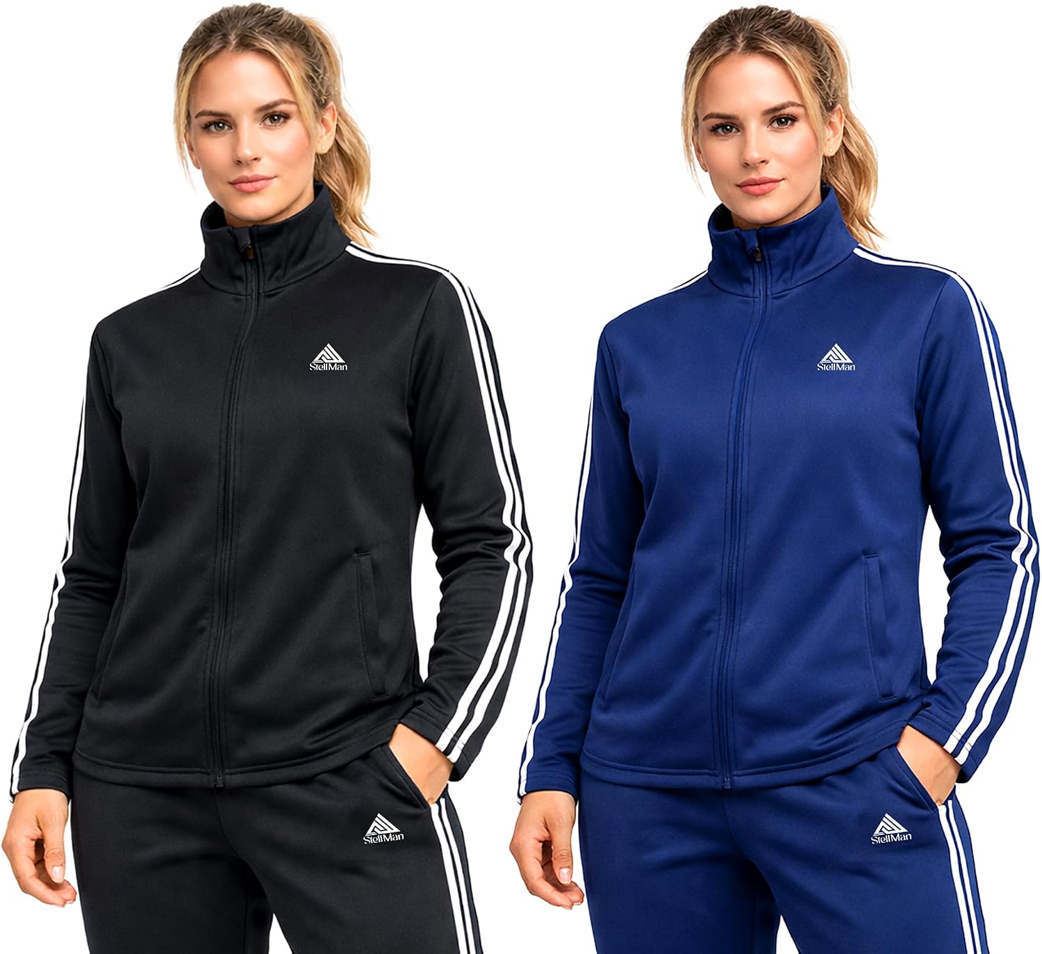 Women Casual Sweat Tracksuit Set – 2 Piece Athletic Jogging Suit with Full Zip