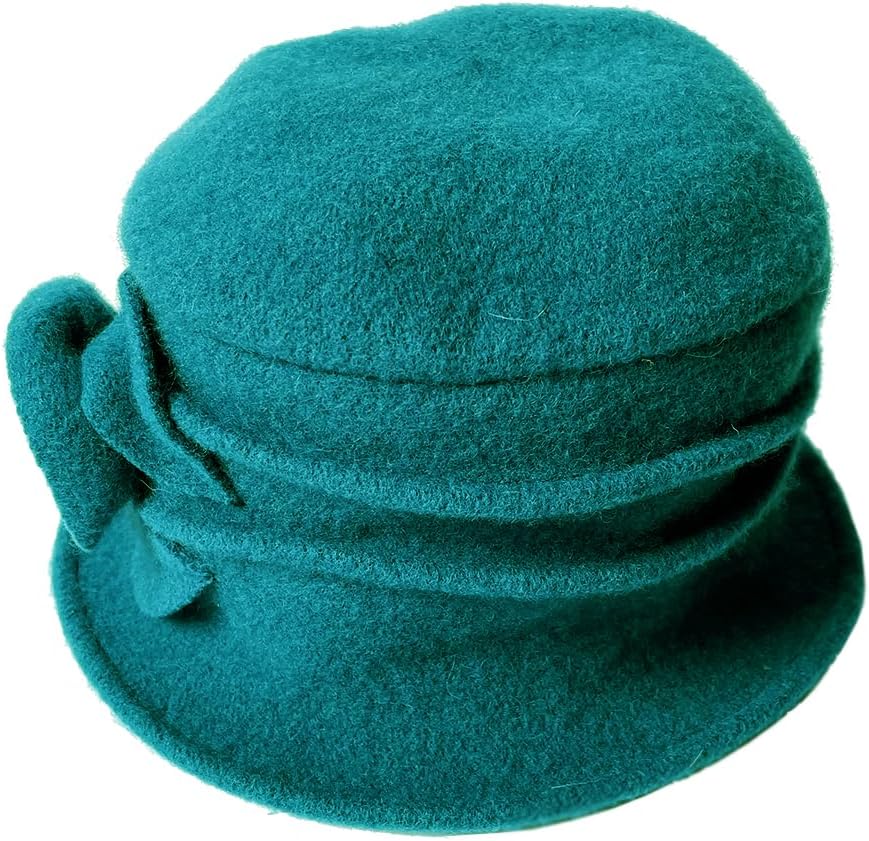 YING LAN Women Wool Beret Hat Vintage Cloche Fascinator Classic Winter Cap 1920s - Image 3