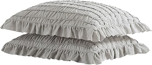 Miniatura 7 de Shabby Chic - Colcha matrimonial, ropa de cama de algodón suave con fundas a juego, decoración del hogar bellamente drapeada para todas las