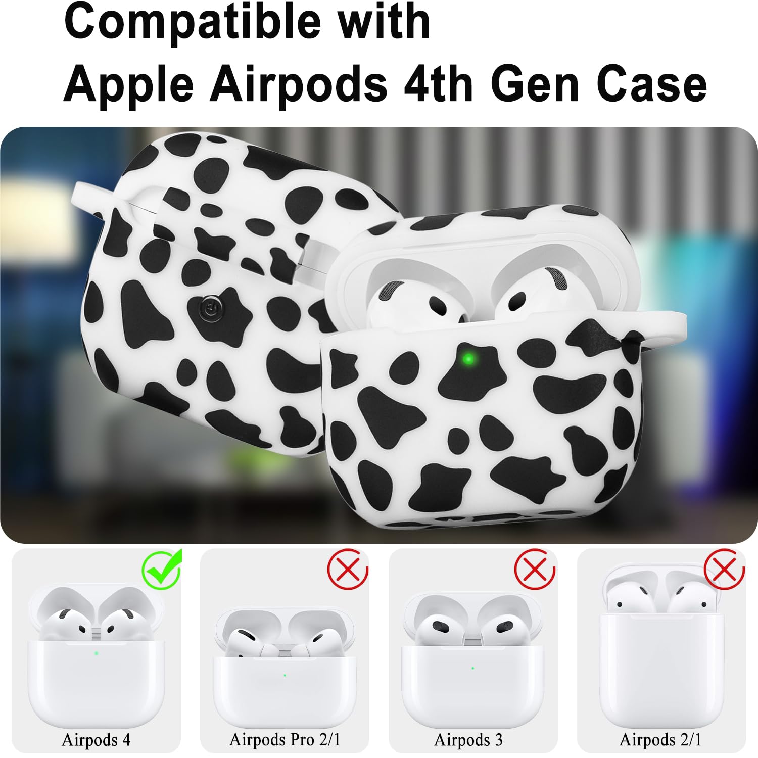 Amazon.com: Silicone Cow AirPods 4 Case 2024, YOMPLOW Case Cover
