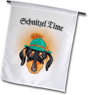 3dRose - Schnitzel Time Funny Dachshund with German Hat Doxie Lover - Flag - (fl-339110-1)