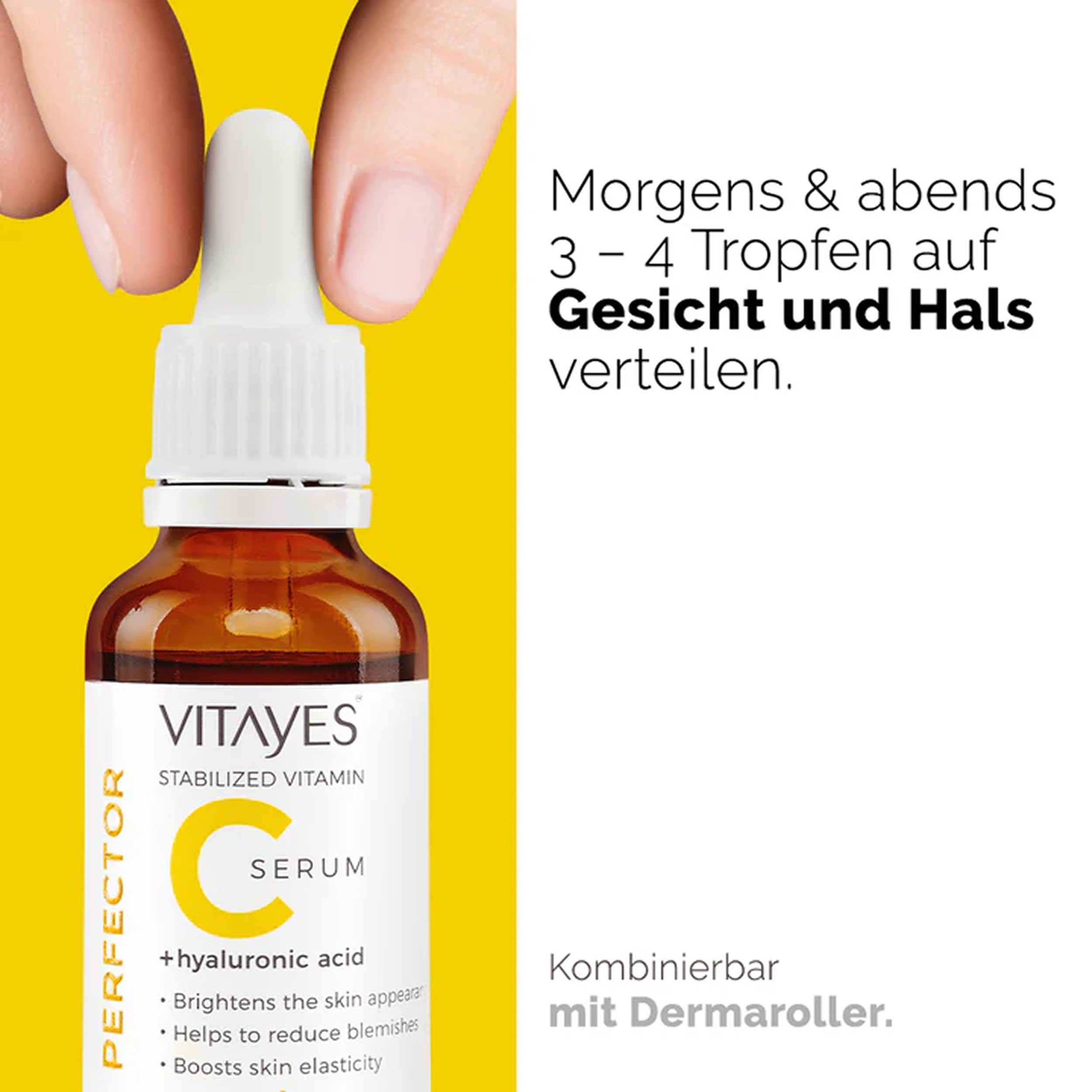 VITAYES Skincare Set Vegan - Instant Ageback 20 ml - Perfector Vitamin C Serum Mit Hyaluronsäure 30 ml - Anti Aging Gesichtspflege Routine - für Sichtbar Gepflegte Haut - für alle Hauttypen