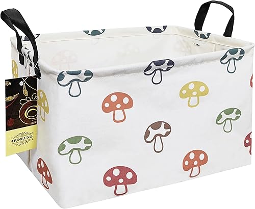 Miniatura 102 de HUNRUNG Cesta rectangular de almacenamiento de lona, bonita cesta organizadora de lona para mascotas, juguetes de niños, libros, ropa, perfecta