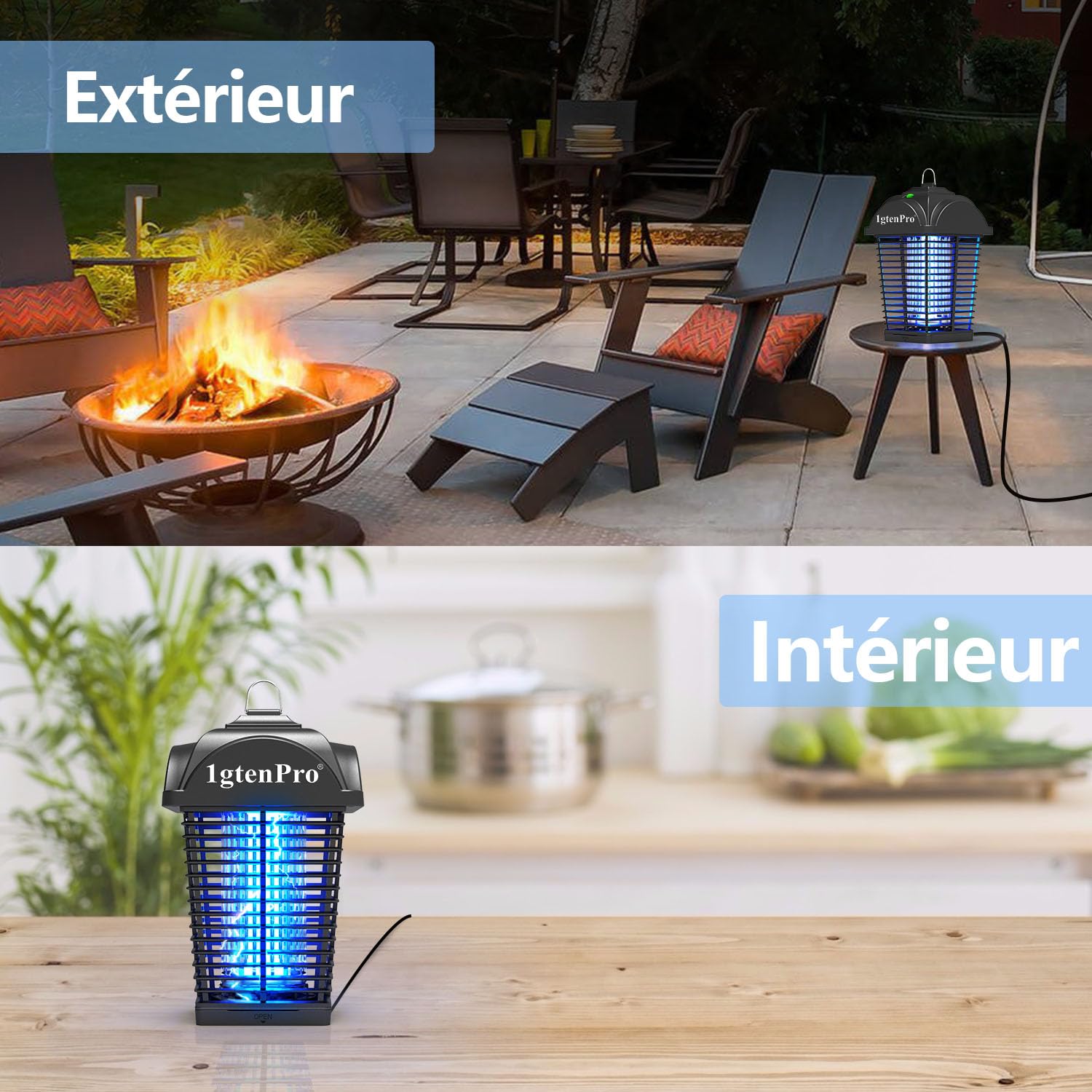 Mata Mosquitos Electrico,20W 4000V Lámpara Antimosquitos,UV Lampara Mosquitos, IPX4 Impermeable,Mata Insectos Area Efectiva 100m² para Interior y Exterior