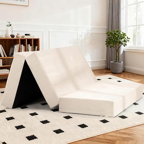 Colchón plegable de tres pliegues de 6 pulgadas, sofá cama plegable con funda extraíble lavable, colchón de futón portátil tamaño matrimonial, disponible en Yaxa Colombia