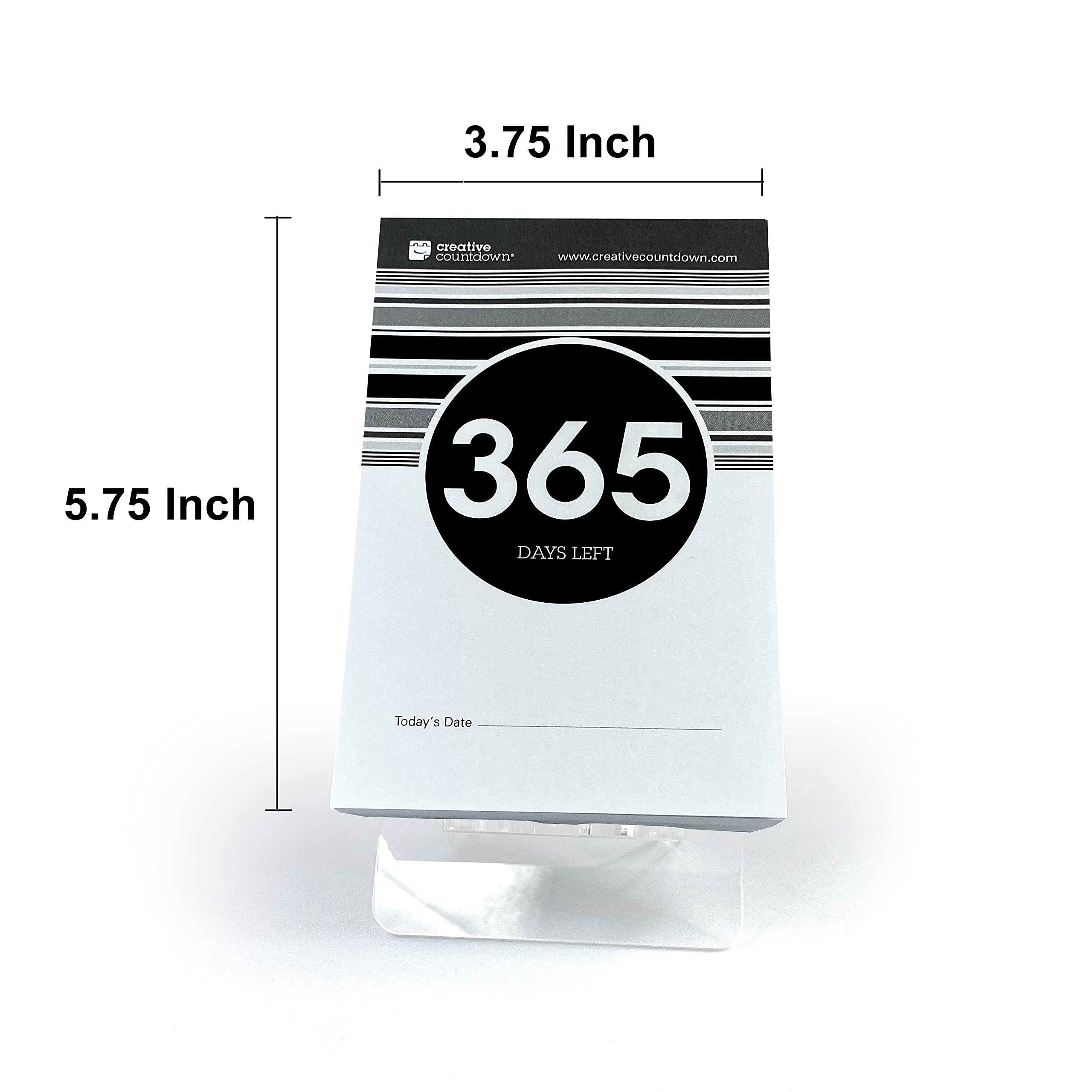 Countdown-Kalender, 1 Jahr (365 Tage), für Veranstaltungen, Ziele und Anlässe, 14,6 x 9,5 cm, schwarz-weiß, abreißbar, Countdown-Kalender, Tisch und Schreibtisch-Einheit, perfekt als Geschenk für