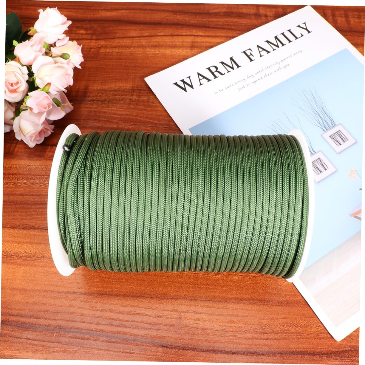 1roll Long High-Strength Parachute Rope Nine-core Braided Nylon for Camping Outdoor Activities and Clothesline Use Army Green