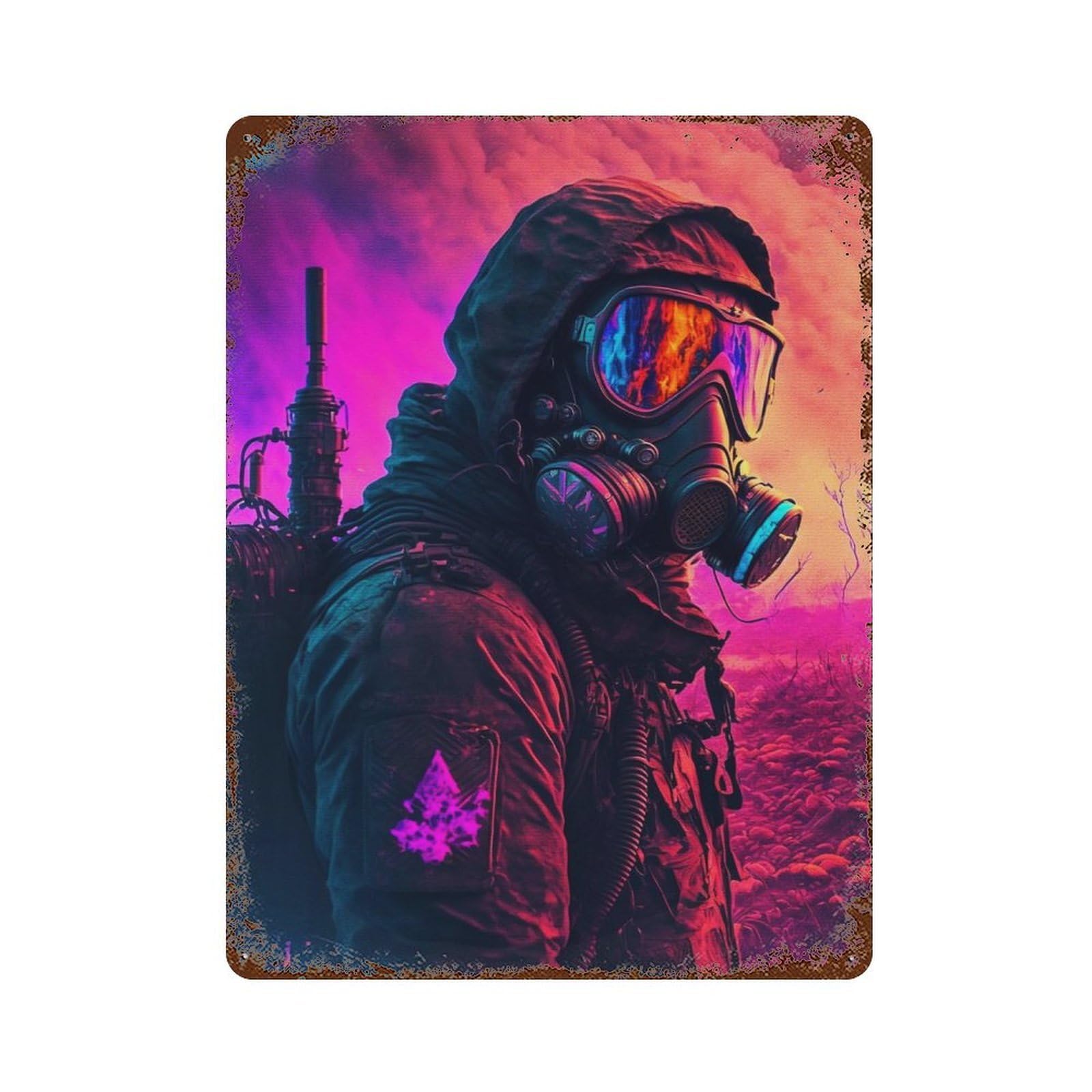 Colorful Fantasy Realm 15.7"x11.8" Aged Metal Wall Plaque, Classic Wall Plaque for Basement, Hobby Room And Garage Decor