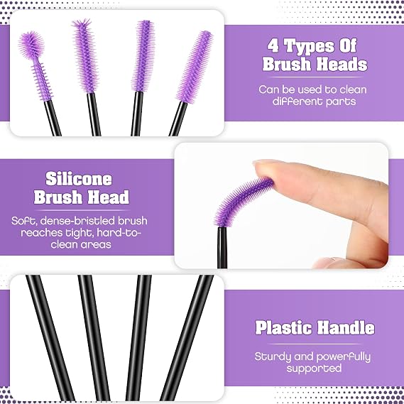 20 Pcs Sewing Machine Cleaning Brushes Reusable Silicone Cleaner,Black, Purple