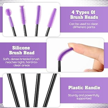 20 Pcs Sewing Machine Cleaning Brushes Reusable Silicone Cleaner,Black, Purple