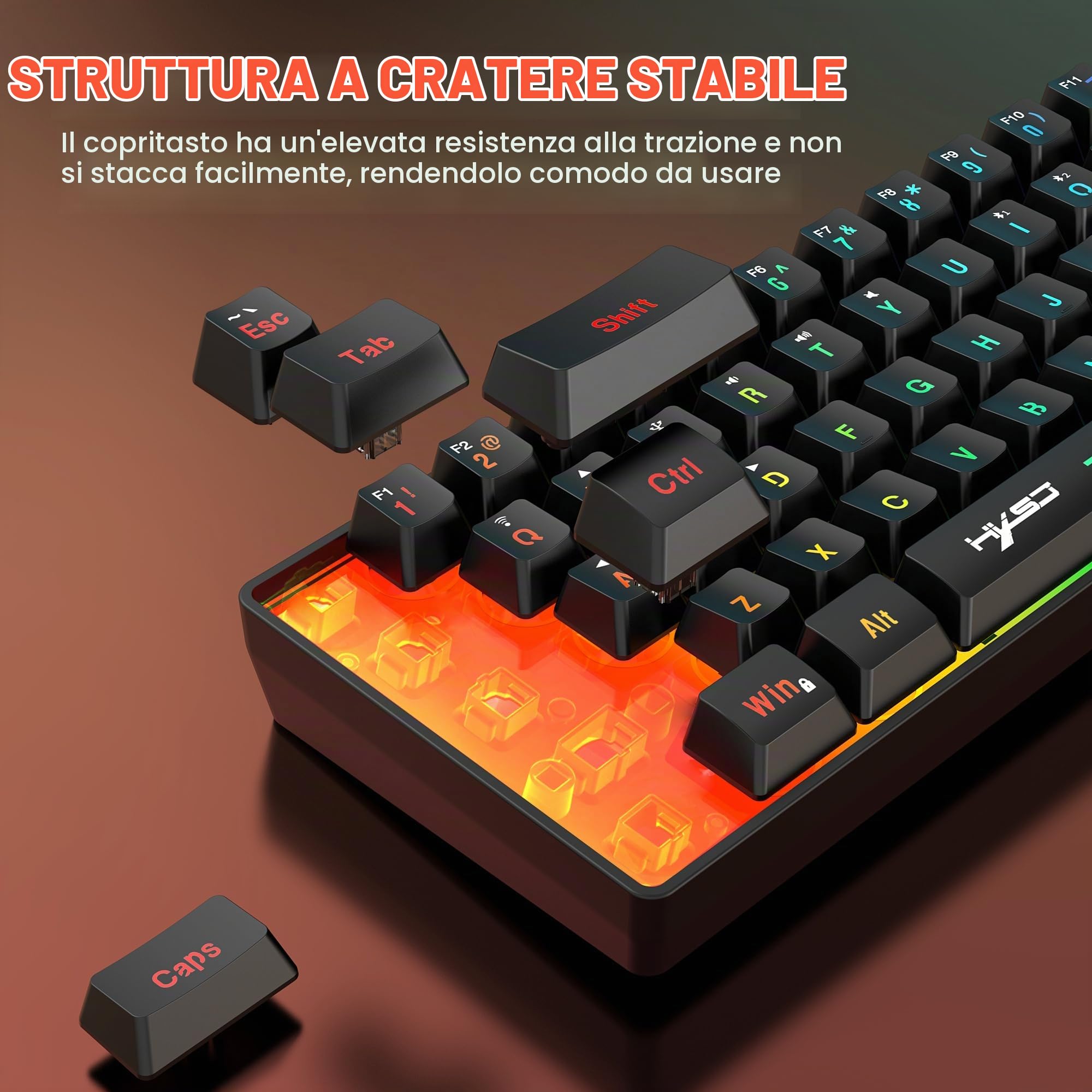 Tastiera Wireless Gaming, 61 Tasti Bluetooth 5.0 + 2.4G Dual-Mode Tastiera Retroilluminata Arcobaleno Ergonomica Piccola al 60% con Batteria Ricaricabile per Windows Mac PC PS4 Gamer, Bianca