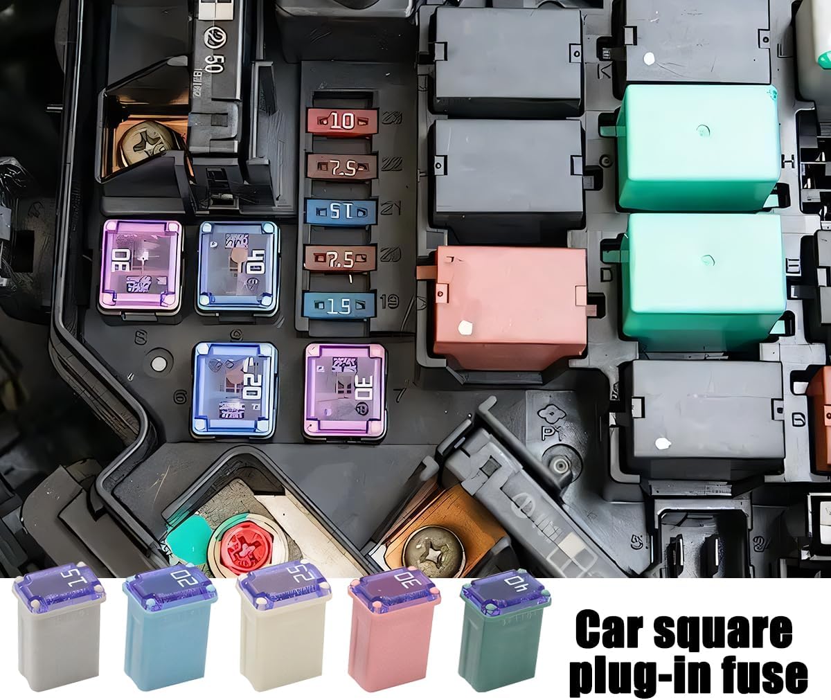 Zpana 25PCS Car Micro Cartridge Fuses, 15A 20A 25A 30A 40A Mini Box Shaped Square Vehicle Female Fuses Assortment Kit, Automotive Replacement Accessories, Universal for SUV RV Truck