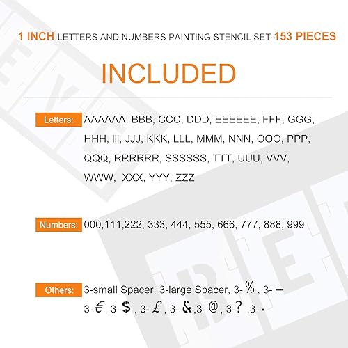 Miniatura 4 de Juego de plantillas de letras de 153 piezas, plantillas de pintura de símbolos, plantillas de pintura de plástico del alfabeto, kit de plantillas