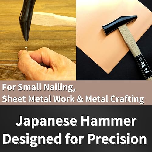 Miniatura 5 de Karakami - Martillo de precisión para clavos, chapa, carpintería, mango de madera, fabricado en Japón, 6 onzas