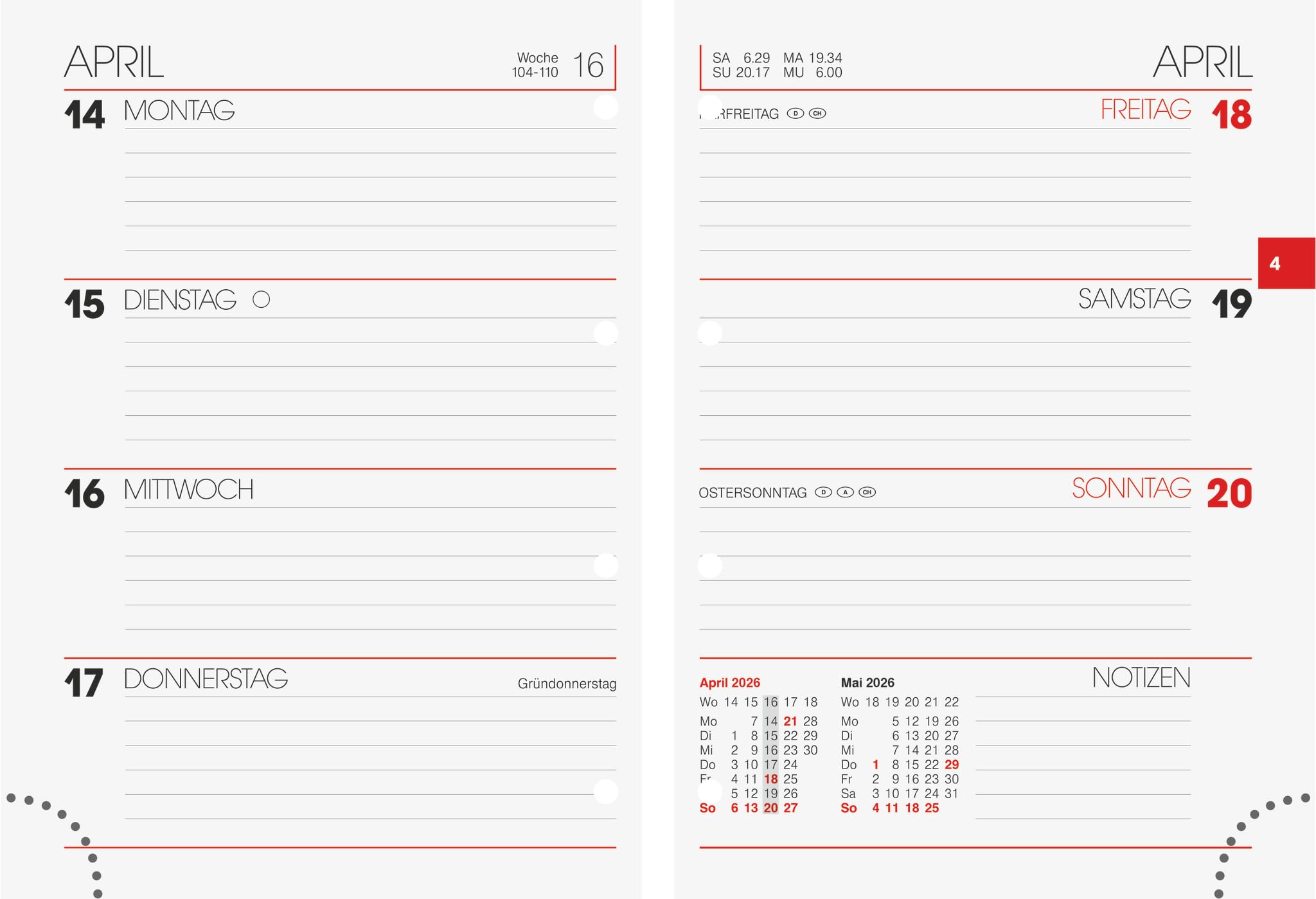 BRUNNEN Weekly Replacement Calendar Model 731 2026 100 x 140 mm